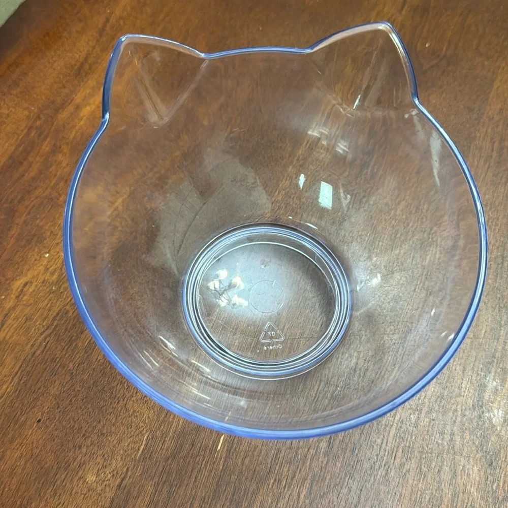 Set 4 Cat Ears Tilted Neck Guard Stand Raised Pet Feeder Bowl for Cats